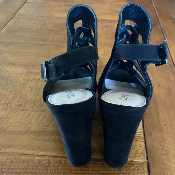 Bar III Nerisa Black Faux Suede Velvet High Heel Peep Toe Sandal Shoe Size 8.5 - Picture 9 of 14